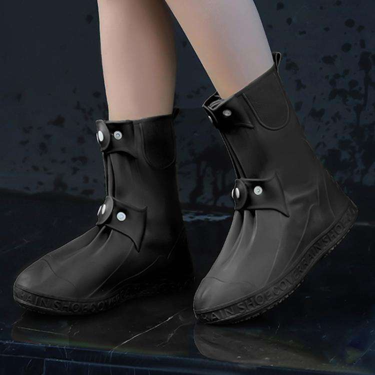 25cm Outdoor Thickened Wear-Resistant High-Tube Rainproof Shoe Cover, Size: XXL 43-45(Black)