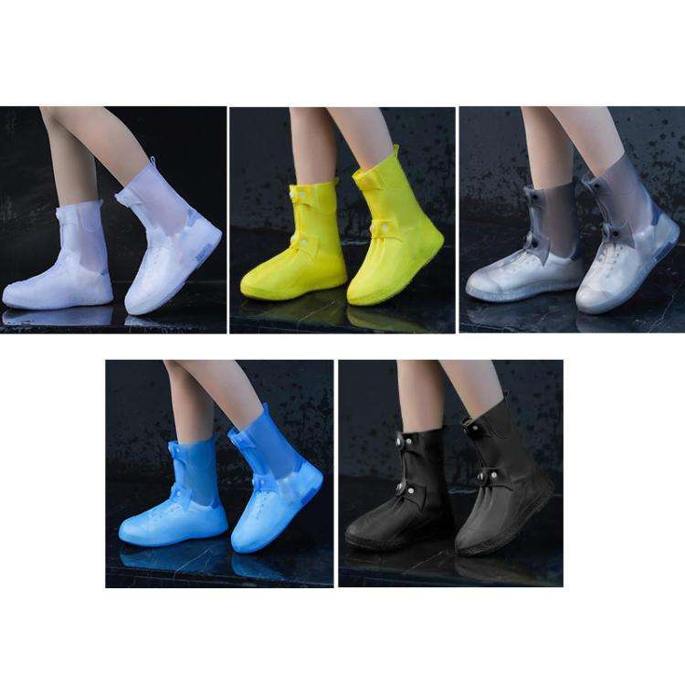 25cm Outdoor Thickened Wear-Resistant High-Tube Rainproof Shoe Cover, Size: M 34-36(Blue)