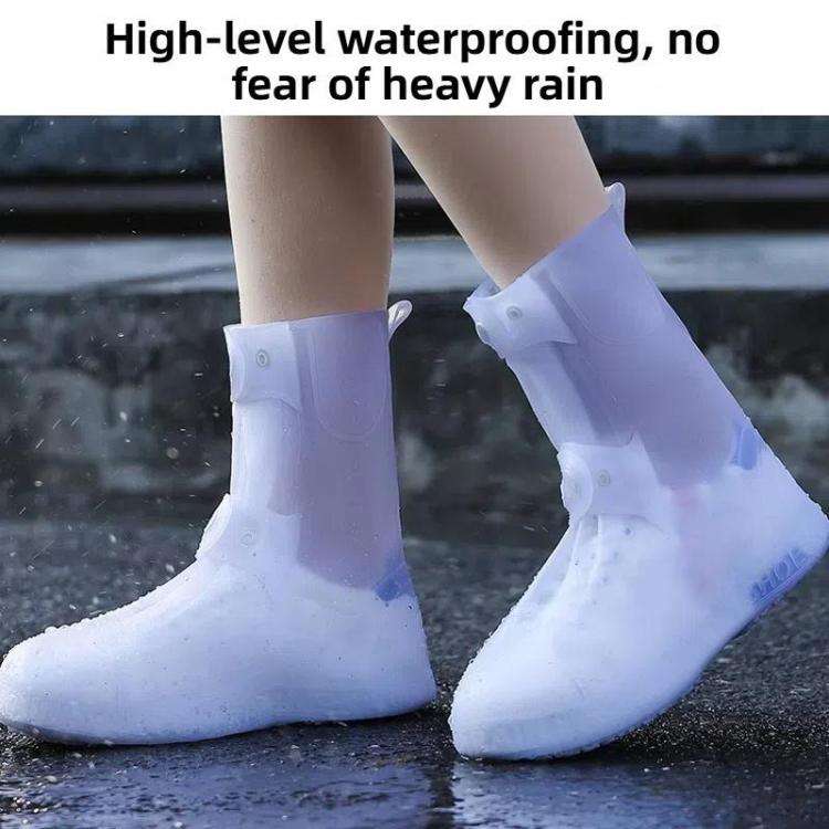 25cm Outdoor Thickened Wear-Resistant High-Tube Rainproof Shoe Cover, Size: M 34-36(Blue)