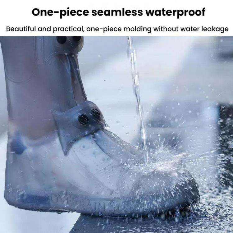 25cm Outdoor Thickened Wear-Resistant High-Tube Rainproof Shoe Cover, Size: M 34-36(Blue)