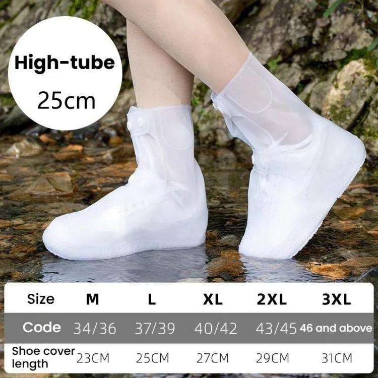 25cm Outdoor Thickened Wear-Resistant High-Tube Rainproof Shoe Cover, Size: M 34-36(Blue)