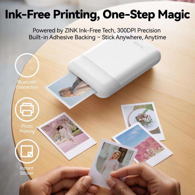 TELESIN Portable Instant Photo Printer With Magnetic Bag & Self-Adhesive Photo Paper For Travel &...