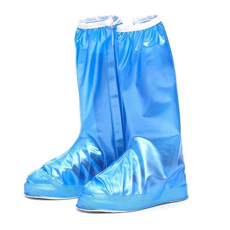 38cm Outdoor PVC Thickened Anti-Skid Rainproof High-Top Shoe Covers, Size: L 39-40(Pearl Blue)