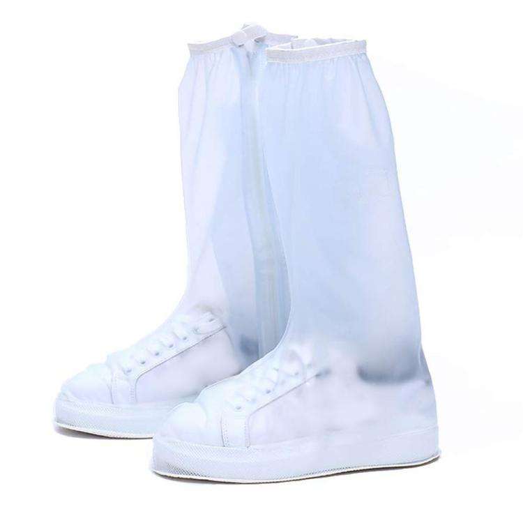 38cm Outdoor PVC Thickened Anti-Skid Rainproof High-Top Shoe Covers, Size: L 39-40(Frosted White)