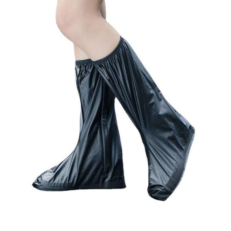 38cm Outdoor PVC Thickened Anti-Skid Rainproof High-Top Shoe Covers, Size: XL 41-42(Black)