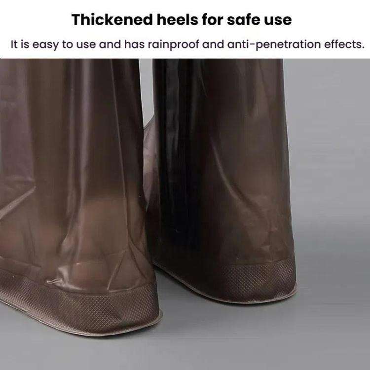 38cm Outdoor PVC Thickened Anti-Skid Rainproof High-Top Shoe Covers, Size: XXXL 45-46(Frosted White)