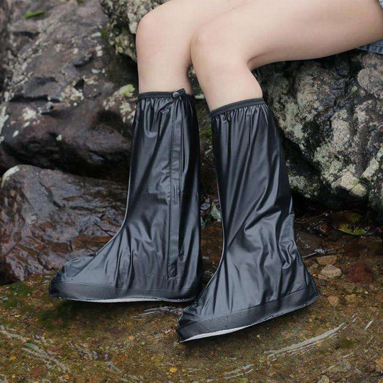 38cm Outdoor PVC Thickened Anti-Skid Rainproof High-Top Shoe Covers, Size: L 39-40(Frosted White)