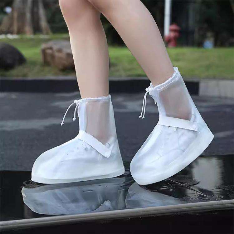 Cycling Outdoor Thick Wear-Resistant Mid-Tube Rain Boots, Size: L 40-42(Transparent)