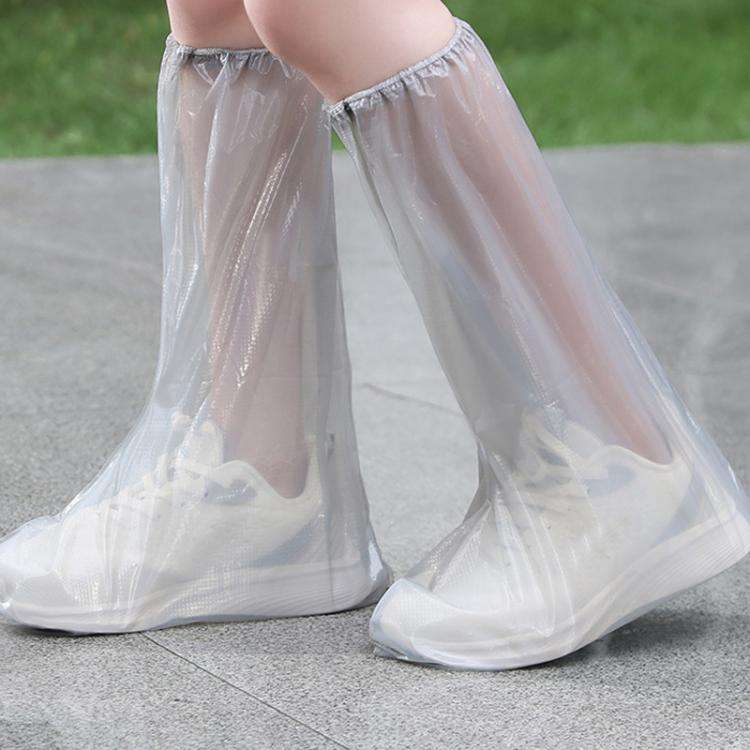 10pcs /Set Outdoor Disposable PE High-Tube Rainproof Shoe Covers(Gray)