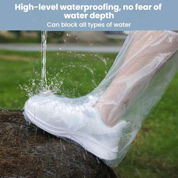 10pcs /Set Outdoor Disposable PE High-Tube Rainproof Shoe Covers(Blue)