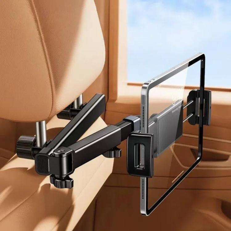 Telescopic Car Rear Pillow Phone Tablet Holder 2-Section Folding Headrest Bracket(Plastic Type)