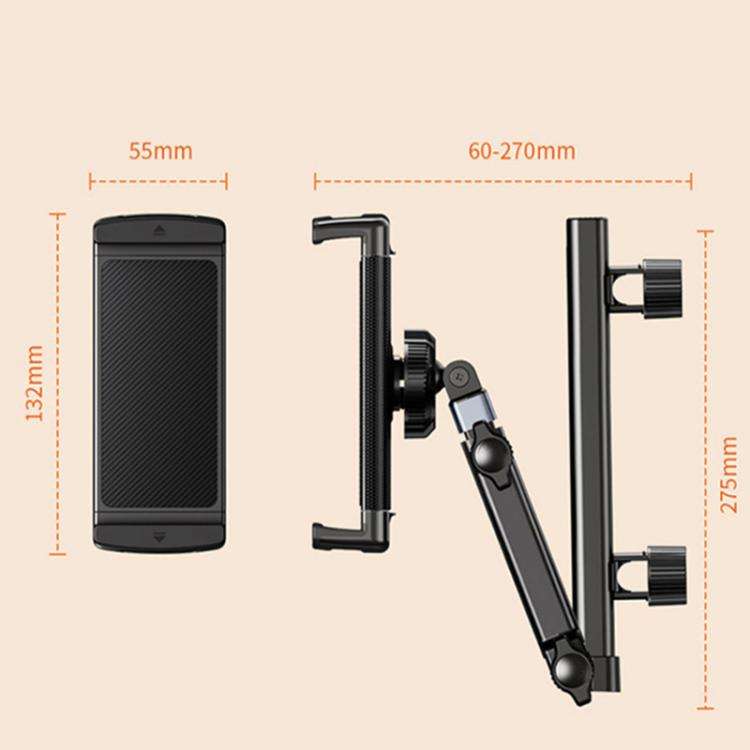 Telescopic Car Rear Pillow Phone Tablet Holder 2-Section Folding Headrest Bracket(Plastic Type)