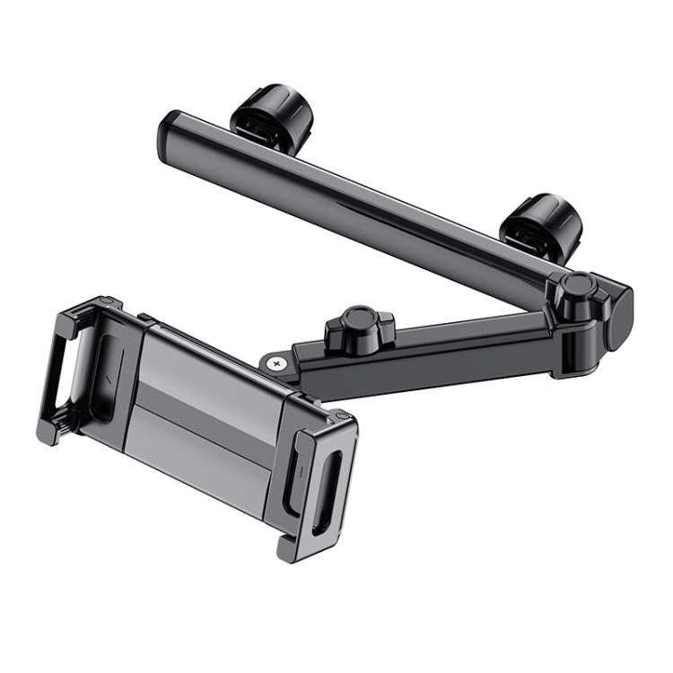 Telescopic Car Rear Pillow Phone Tablet Holder 2-section Folding Headrest Bracket(Black)