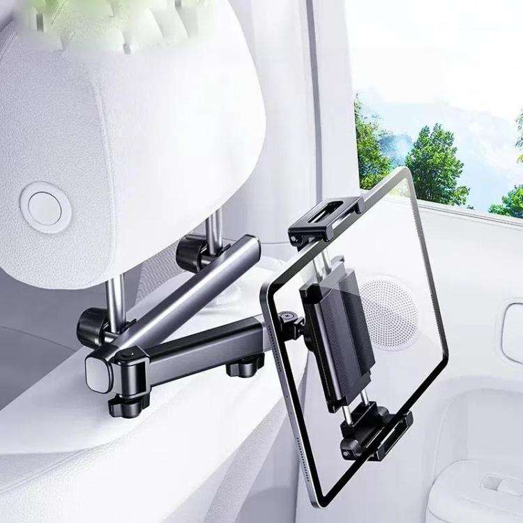 Telescopic Car Rear Pillow Phone Tablet Holder 2-section Folding Headrest Bracket(Black)