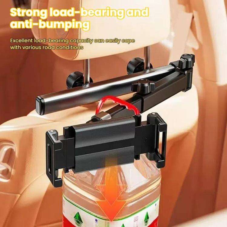 Telescopic Car Rear Pillow Phone Tablet Holder 2-section Folding Headrest Bracket(Black)