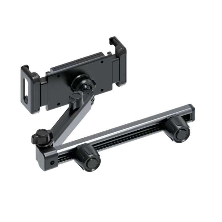 Telescopic Car Rear Pillow Phone Tablet Holder 2-section Folding Headrest Bracket(Black)