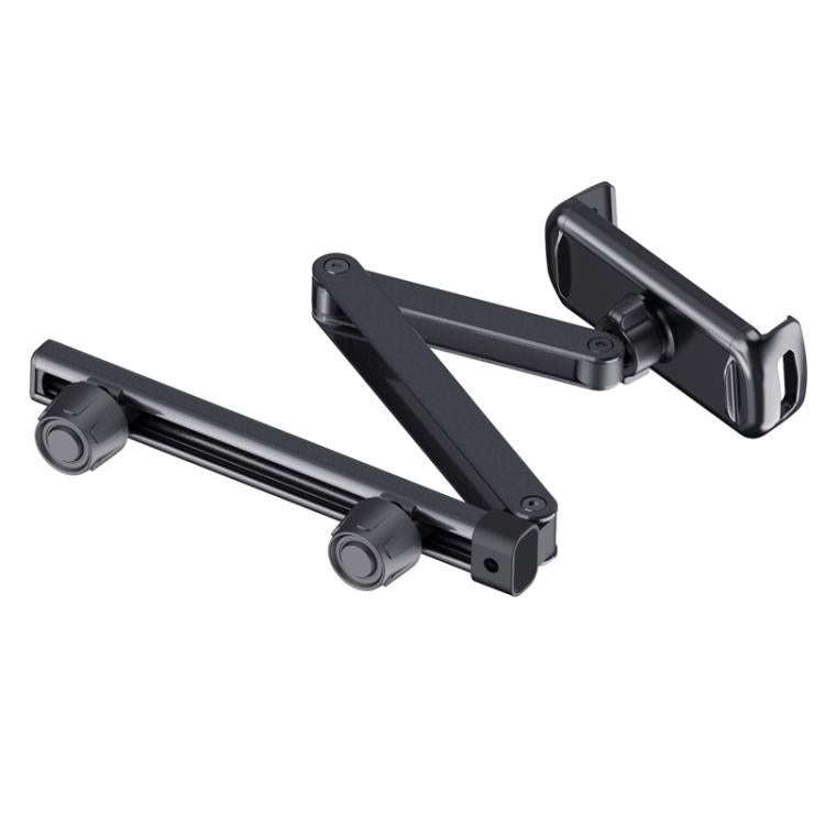 Telescopic Car Rear Pillow Phone Tablet Holder 3-Section Folding Headrest Bracket(Black)