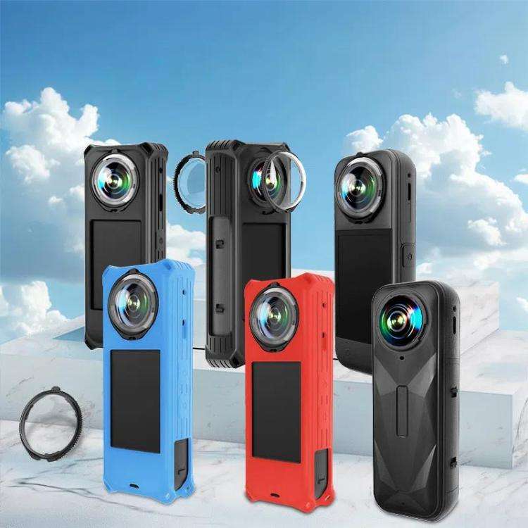 For Insta360 X5 Camera Silicone Cover Case With Lens Cap Shockproof Protective Shell(Red)