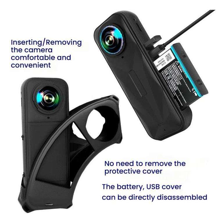 For Insta360 X5 Camera Silicone Cover Case With Lens Cap Shockproof Protective Shell(Sky Blue)
