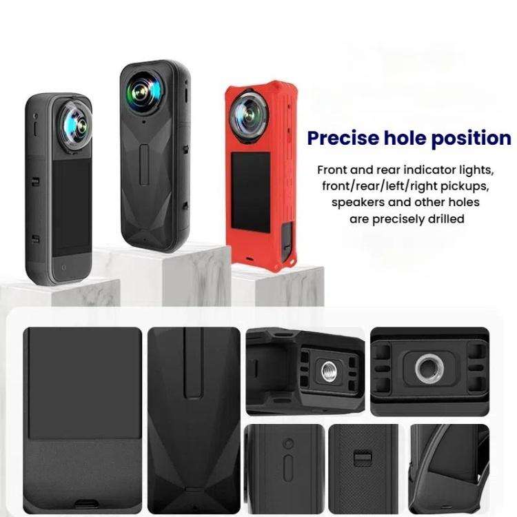 For Insta360 X5 Camera Silicone Cover Case With Lens Cap Shockproof Protective Shell(Red)