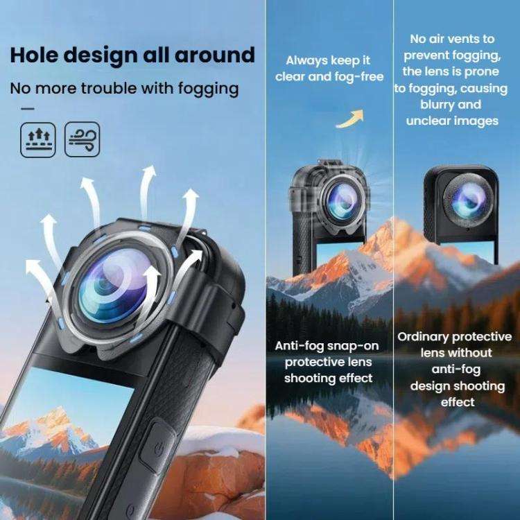 For Insta360 X5 Anti-Fog Snap-On Lens Protector Durable Glass Cover
