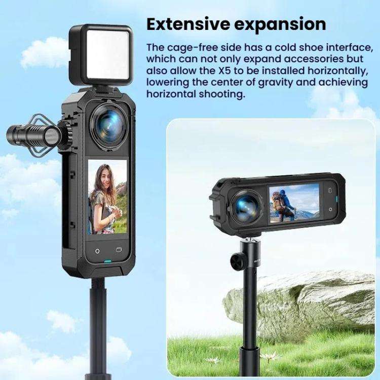 For Insta360 X5 Plastic Protective Frame Magnetic Quick-Release Camera Cage Expansion Bracket
