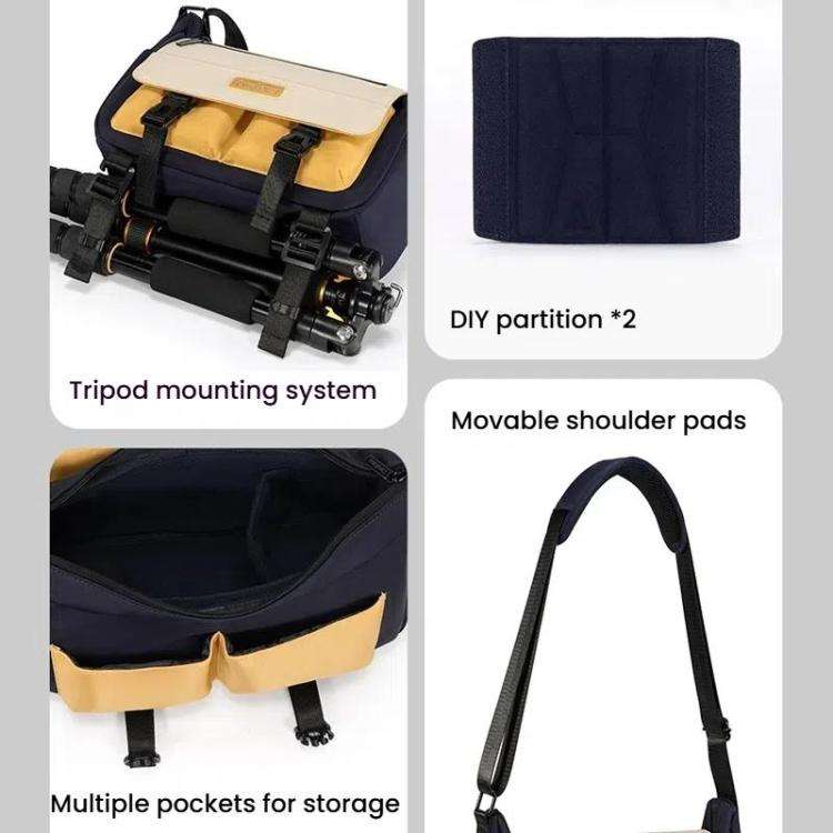 Cwatcun D191 Large Shoulder Camera Bag Waterproof Crossbody Microsingle DSLR Camera Messenger Bag