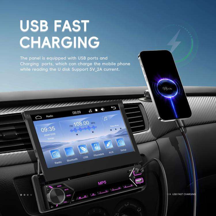 7 inch Universal Manual Retractable Screen Car MP5 Player Car Center Control All-in-One Wired Car...