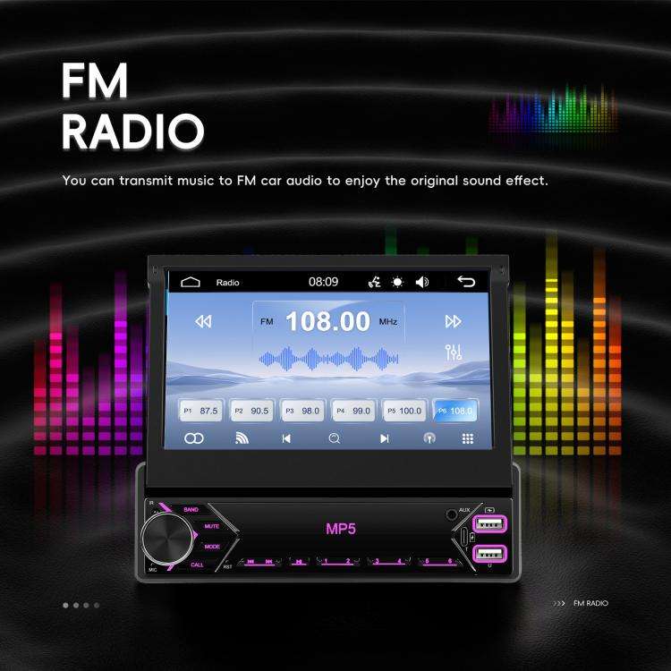 7 inch Universal Manual Retractable Screen Car MP5 Player Car Center Control All-in-One Wired Car...