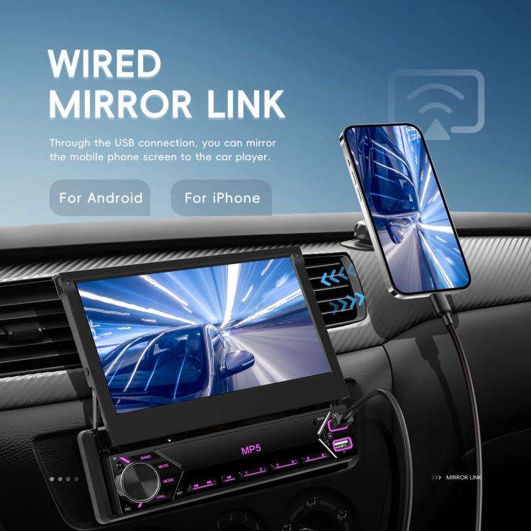 7 inch Universal Manual Retractable Screen Car MP5 Player Car Center Control All-in-One Wired Car...