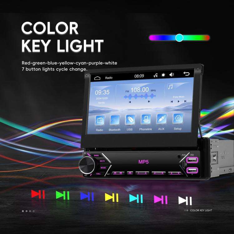 7 inch Universal Manual Retractable Screen Car MP5 Player Car Center Control All-in-One Wired Car...