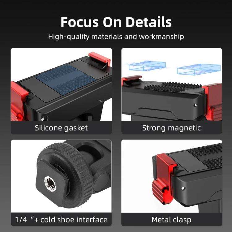 For Osmo Action 3 / 4 / 5 Pro Flymile AC5003 Magnetic Head Quick Release Base(Black)