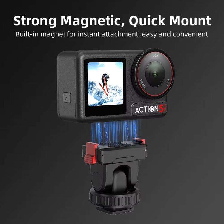 For Osmo Action 3 / 4 / 5 Pro Flymile AC5003 Magnetic Head Quick Release Base(Black)