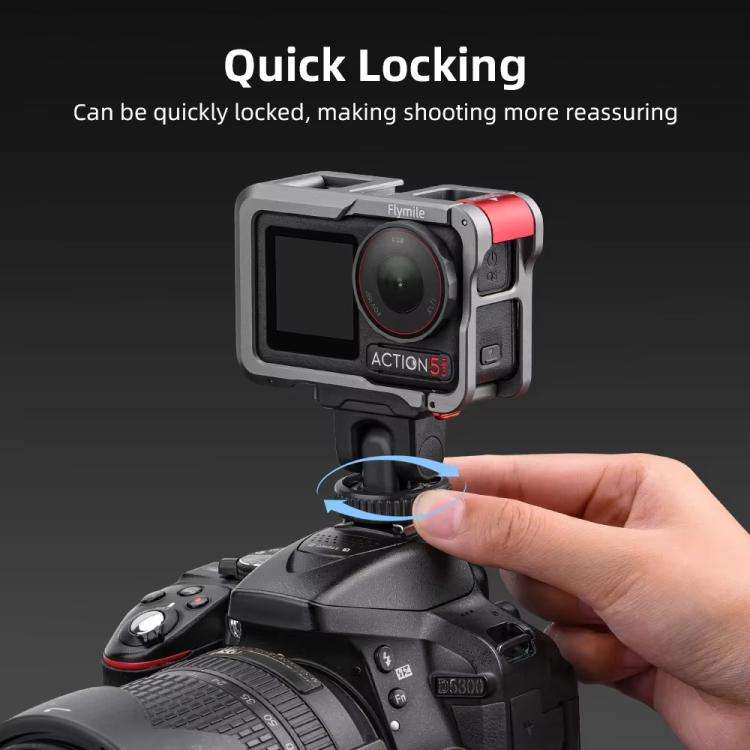 For Osmo Action 3 / 4 / 5 Pro Flymile AC5003 Magnetic Head Quick Release Base(Black)