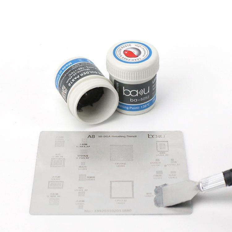BAKU BA-5052 BGA Solder Paste for Mobile Phone Repair 35g Tin 35-45 Microns, 138 Celsius Melting ...