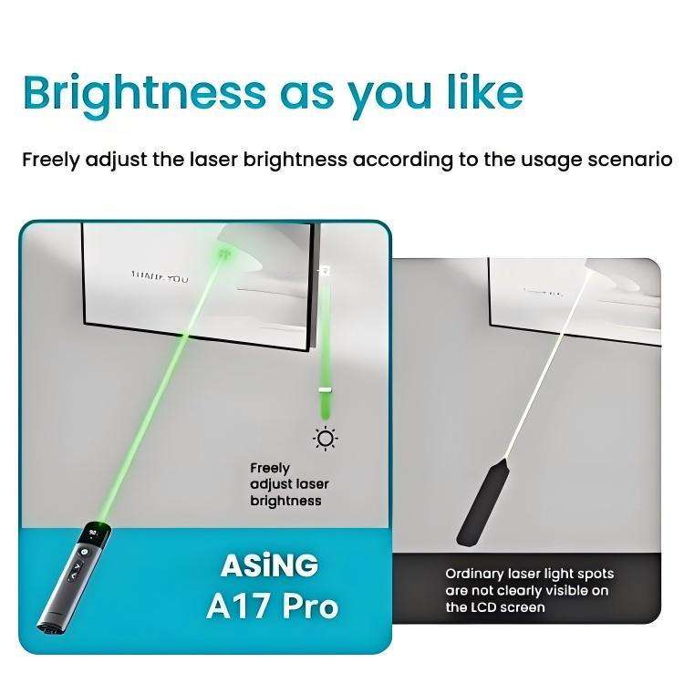 ASiNG A17 Pro Dual Mode Wireless Laser Presentation Pointer - USB/Bluetooth Rechargeable Adjustab...