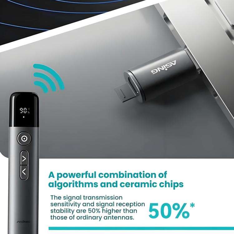 ASiNG A17 Pro Dual Mode Wireless Laser Presentation Pointer - USB/Bluetooth Rechargeable Adjustab...