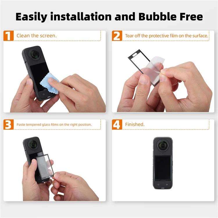 For Insta360 X5 / X4 Sunnylife Curved Tempered Film HD Anti-Explosion Anti-Drop Scratch Protectiv...