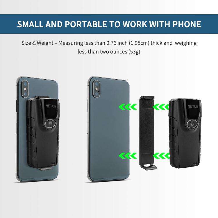 NETUM E800 2D QR Barcode Cell Phone Back Clip Portable Wireless Bluetooth Scanner