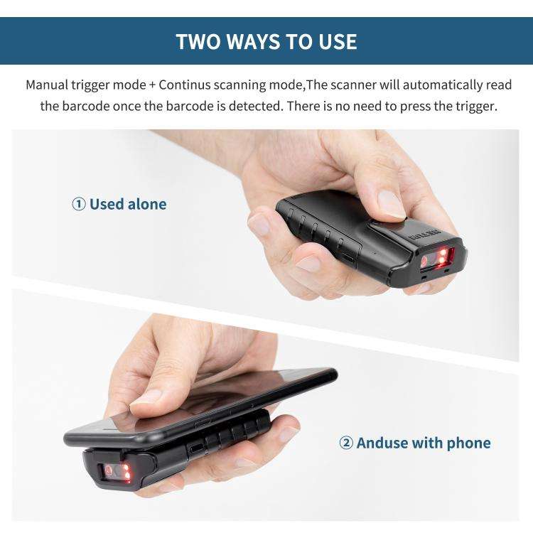 NETUM E800 2D QR Barcode Cell Phone Back Clip Portable Wireless Bluetooth Scanner