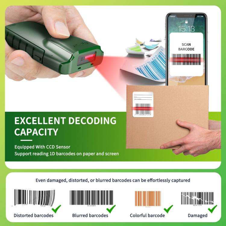 NTEUM E740 Cell Phone Back Clip Portable 1D Code Wireless Bluetooth Scanner
