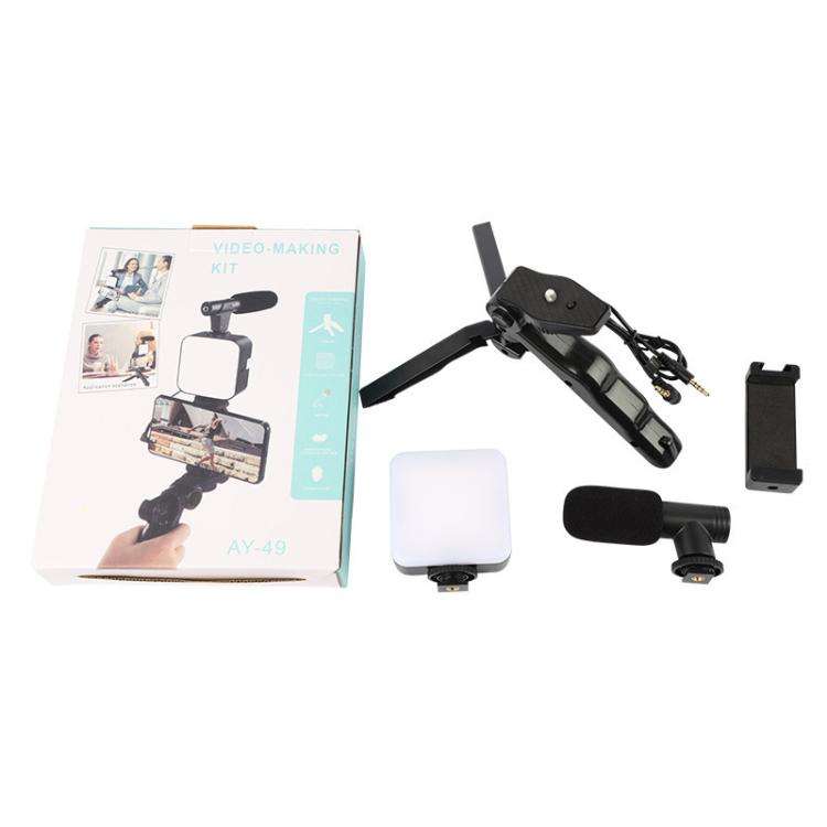49 LEDs Streaming Lighting Kit for Phone All-in-One Video Recording Set with Tripod Stand &  Micr...