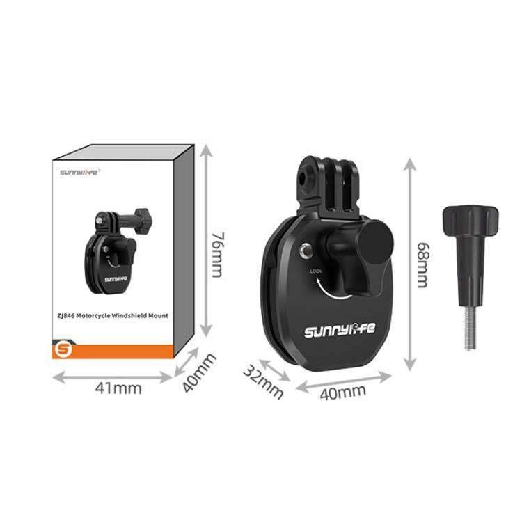 Sunnylife ZJ846 Sports Camera Universal Mount Motorcycle Windshield Clip(Black)