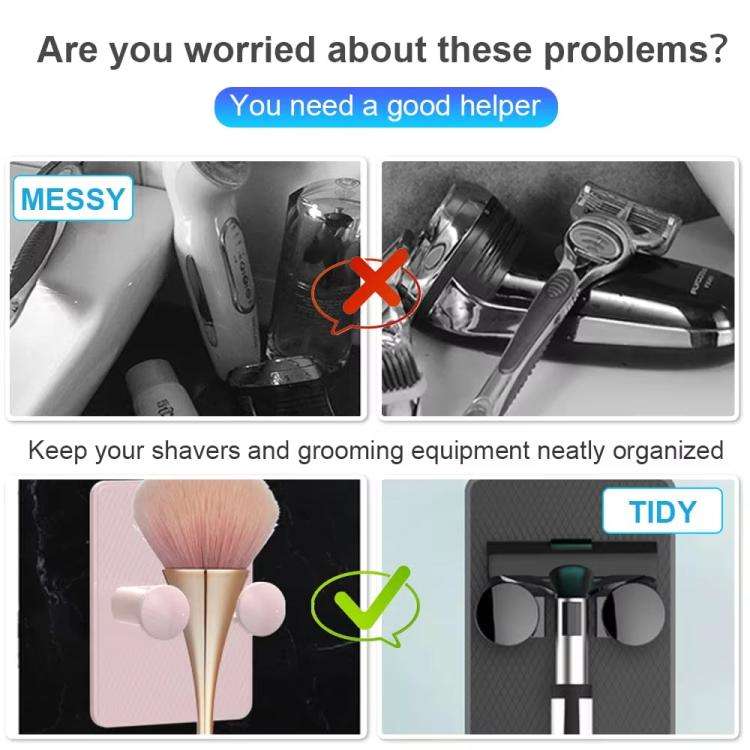 3pcs /Pack Wall-Mounted No-Drill Shaver Organizer Manual/Safety Razor Hook(Blue)