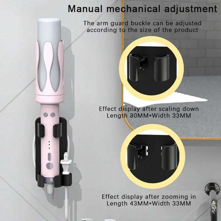 Bathroom Wall-Mounted Curling Iron Organizer Holder with Adjustable Clamps Built-In Cord Wrap(Black)