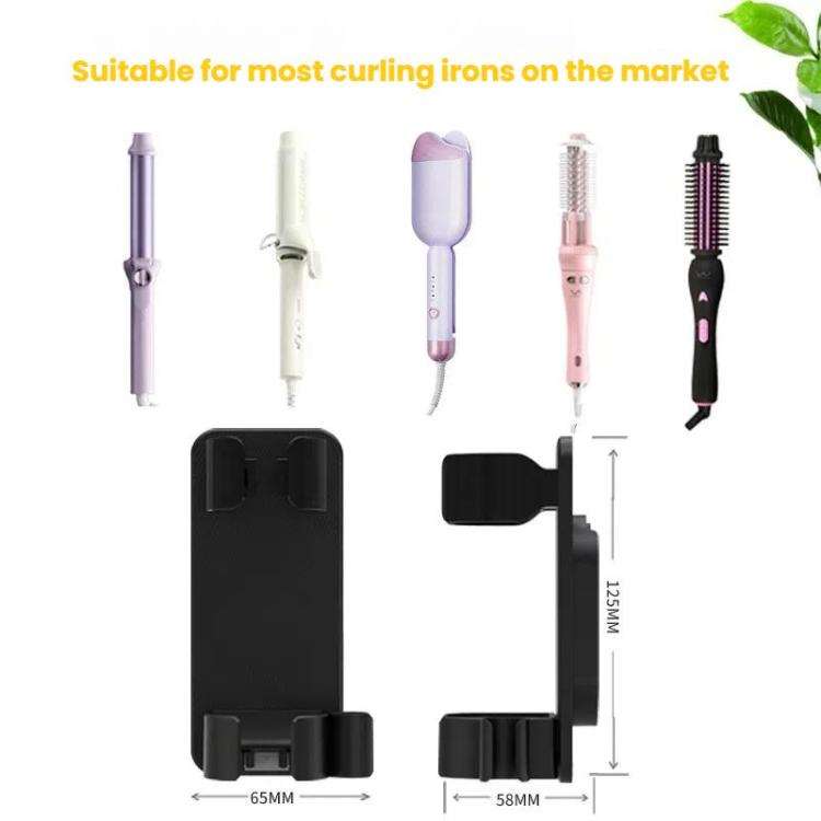 Bathroom Wall-Mounted Curling Iron Organizer Holder with Adjustable Clamps Built-In Cord Wrap(Black)