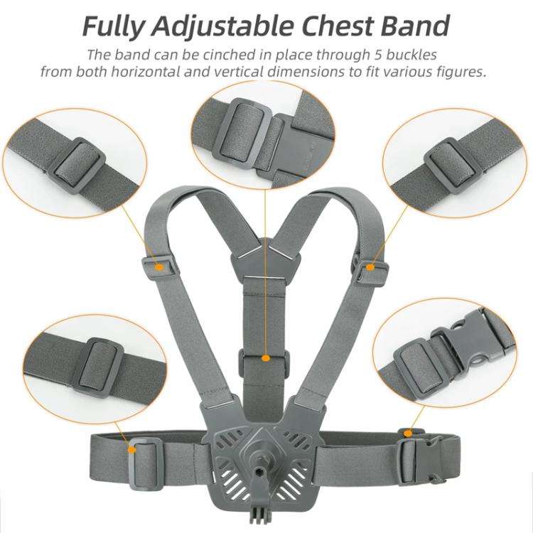 Sunnylife XD742 360 Degree Universal Sports Camera Chest Strap Mount(Gray)