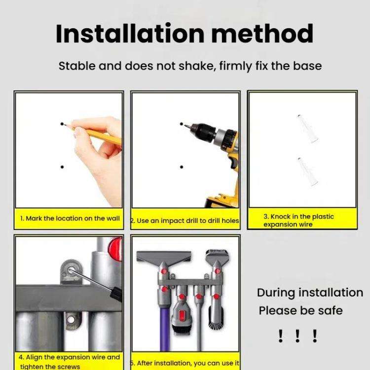 For Dyson V10 Slim Vacuum Cleaner Wall Mount Storage Rack Accessory Holder Holds Up to 10 Attachm...