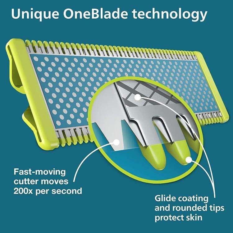 Electric Shaver Heads For Philips OneBlade QP2520 / QP2630 / QP6510 / QP210, Style: Blue T