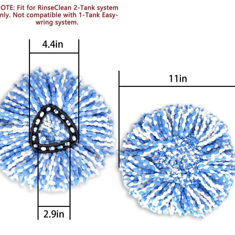 3pcs /Pack Mop Pads For O-Cedar EasyWring RinseClean 2 Tank System(Blue)